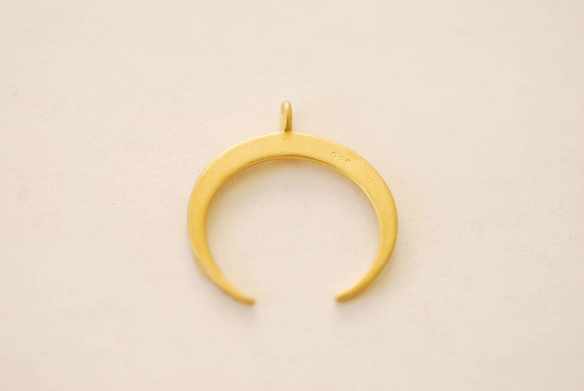 Vermeil Gold or Sterling Silver Ornate Crescent Moon Charm Pendant Flower Doily Design Half Moon Double Horn Pendant Wholesale [J352] - HarperCrown