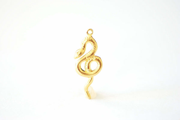 Vermeil Gold or Sterling Silver Snake Charm - Gold Coiled Snake Serpent Reptile Snake Jewelry Animal Charms DIY Jewelry Zodiac [A101] - HarperCrown