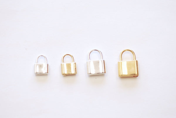 Vermeil Gold Padlock Charm - 18k gold plated over 925 sterling silver Lock and Key Charm Small Lock Padlock Wholesale Charms - HarperCrown