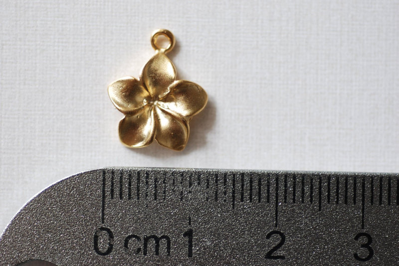 Mini Flower Drop Small Floral Charms (12pcs / 12mm x 15mm / Antique Gold) Lovely Little Flower Pendant Add on Charm Everyday Jewelry CHM2195