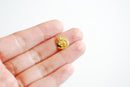 Vermeil Gold Round Ohm Om Charm- 22k Gold plated over 925 sterling Silver, lotus, yoga, yogi, sanskrit, Ohm om pendant, double sided, 442 - HarperCrown