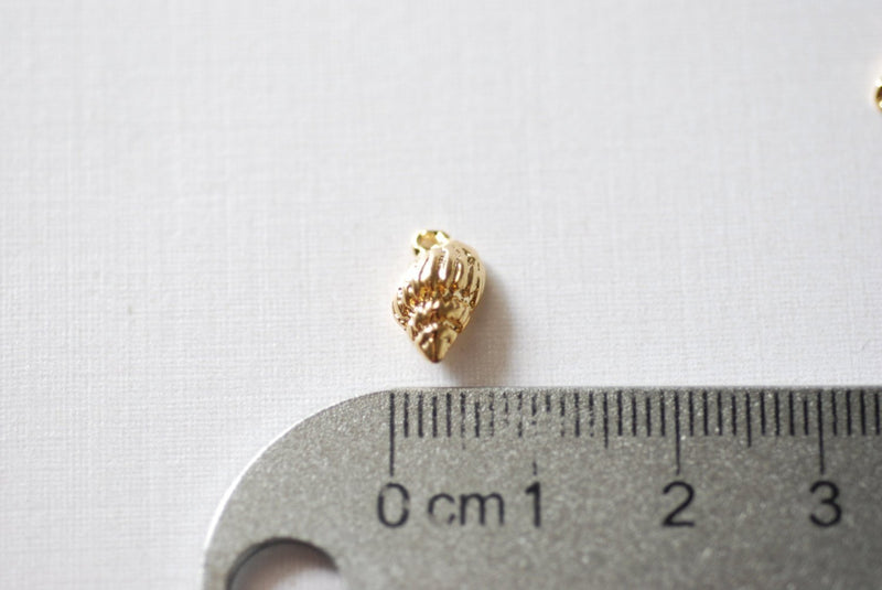 Vermeil Gold Sea shell Conch Shell Charm Pendant - 18k gold over sterling silver sea life shell pendants, Vermeil Gold Shell Charm - HarperCrown