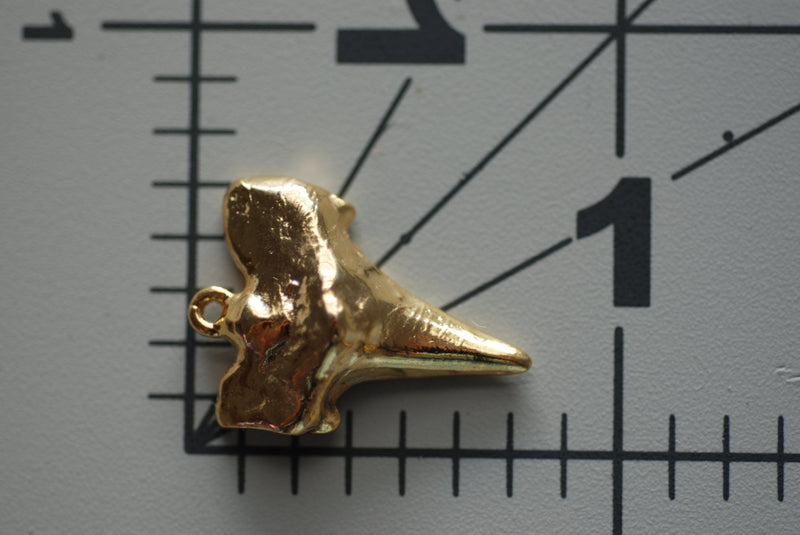 Vermeil Gold Shark Tooth Charm, Shark Tooth Pendant, Vermeil Shark Tooth,18k gold plated over Sterling Silver - HarperCrown