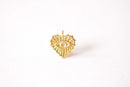 Vermeil Gold Spiky Heart Charm - 18k Gold plated Sterling Silver Spikey Heart Evil Eye Horn Heart VermeilSupplies Harpercrown Wholesale, 520 - HarperCrown