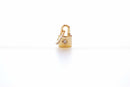 Vermeil Gold Starburst Padlock Pendant - 18k gold plated 925 Sterling Silver, Lock and Key Charm, Cubic Zirconia Key Charm, CZ Pave Charm - HarperCrown