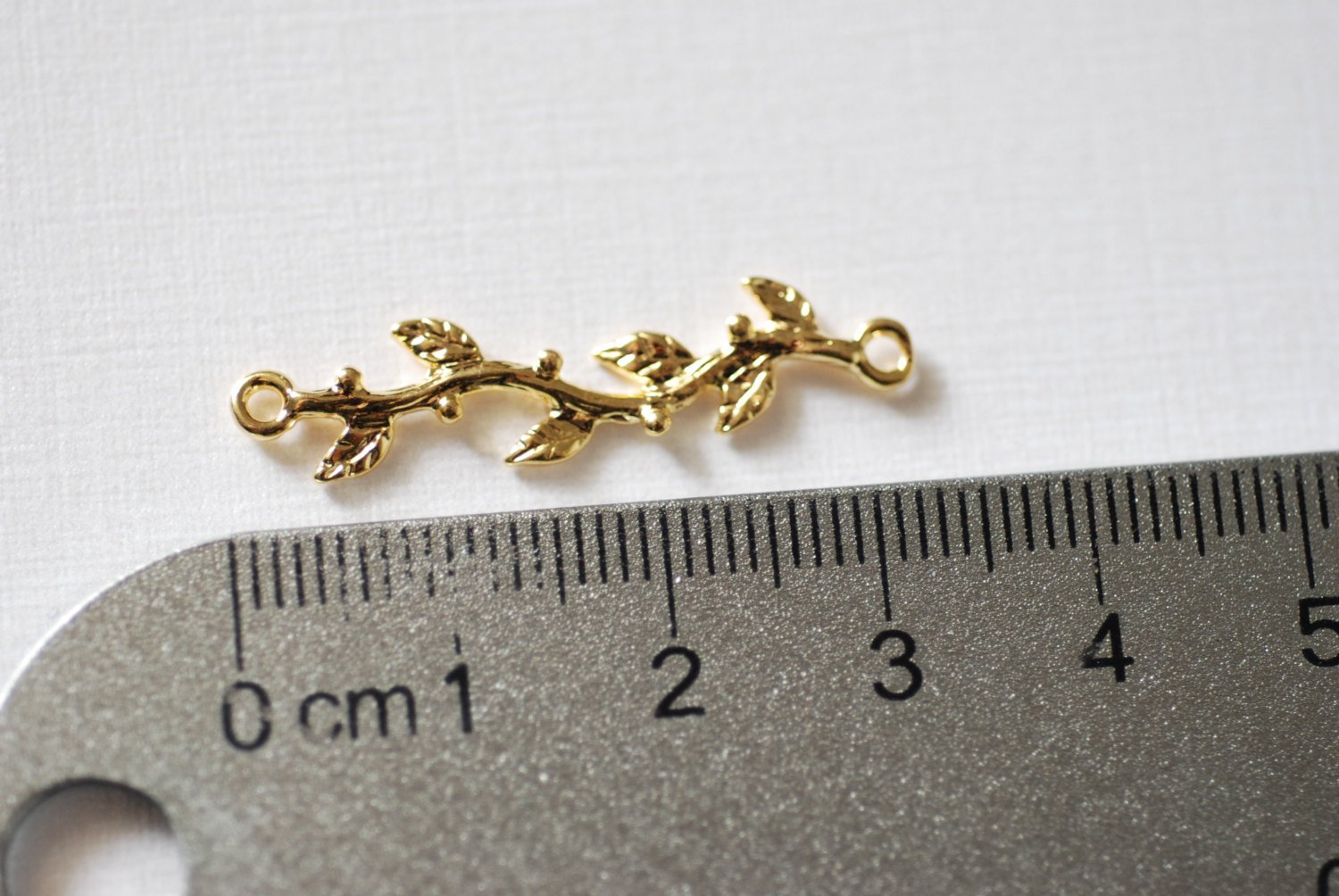 Vermeil Gold Tree Branch Connector, Tree Branch Charm, Vine, Leaf Branch, Vine with Leaves, Family Tree, Gold Branch - HarperCrown