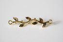 Vermeil Gold Tree Branch Connector, Tree Branch Charm, Vine, Leaf Branch, Vine with Leaves, Family Tree, Gold Branch - HarperCrown