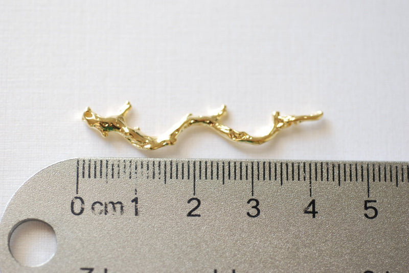 Vermeil Gold Twig Branch Connector Pendant- 18k gold over 925 sterling silver branch charm connector, branch connector, large branch - HarperCrown