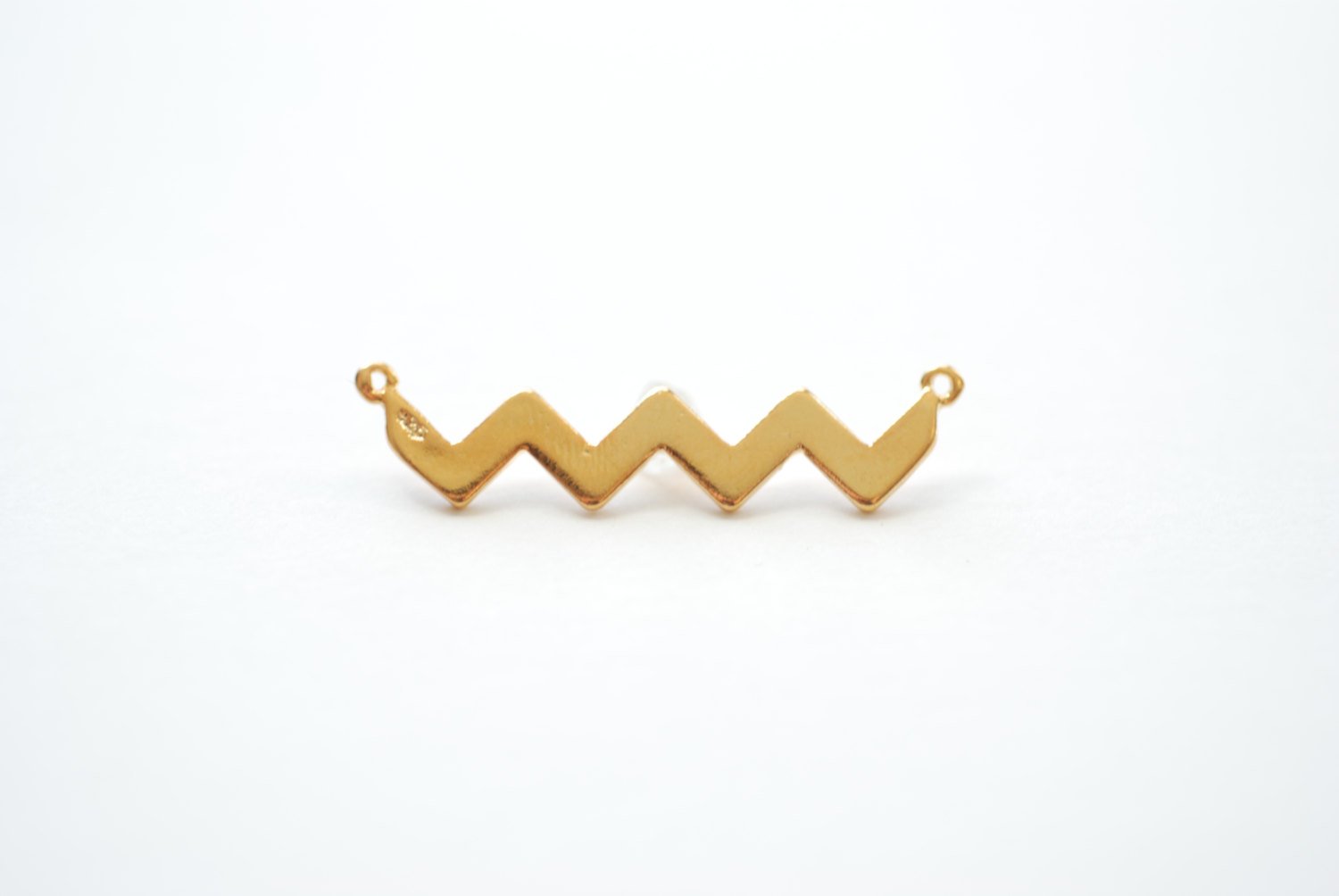 Vermeil Gold Wavy Bar Connector Charm- Gold Multiple Triangle Pendant- Gold Chevron Charm, Gold Triangle Charm, Gold Bar Link - HarperCrown