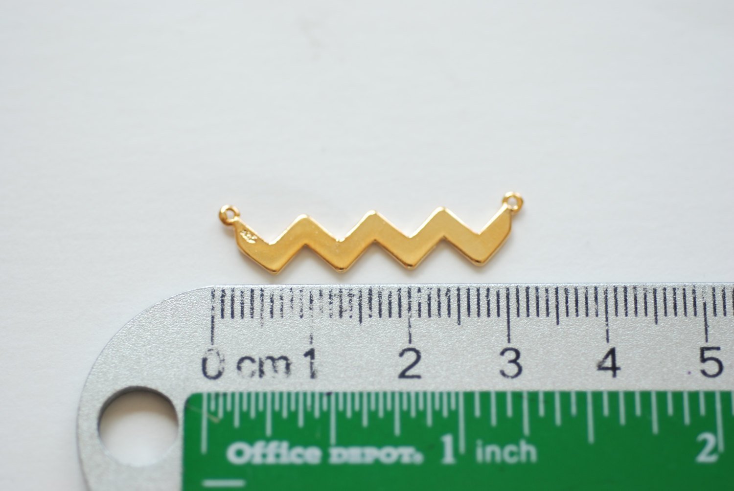 Vermeil Gold Wavy Bar Connector Charm- Gold Multiple Triangle Pendant- Gold Chevron Charm, Gold Triangle Charm, Gold Bar Link - HarperCrown