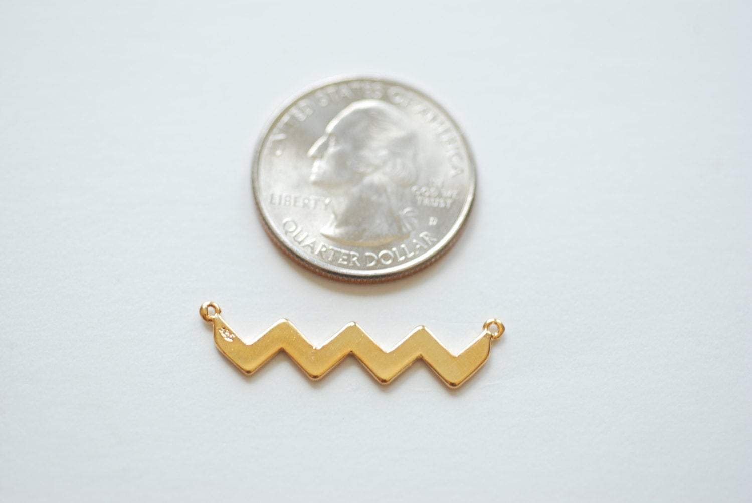 Vermeil Gold Wavy Bar Connector Charm- Gold Multiple Triangle Pendant- Gold Chevron Charm, Gold Triangle Charm, Gold Bar Link - HarperCrown