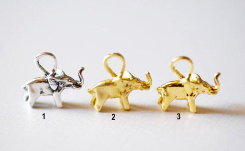 Vermeil Matte Gold Elephant Charm- 18k gold plated over sterling silver, Elephant Pendant Charm, Small elephant Charm, Vermeil Supplies, 39 - HarperCrown