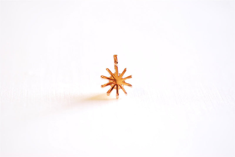 Vermeil Pink Rose Gold Starburst Charm Pendant- 18k gold plated over Sterling Silver Sun with rays charm, Gold Sun Charm,Golden Star Sun,161 - HarperCrown