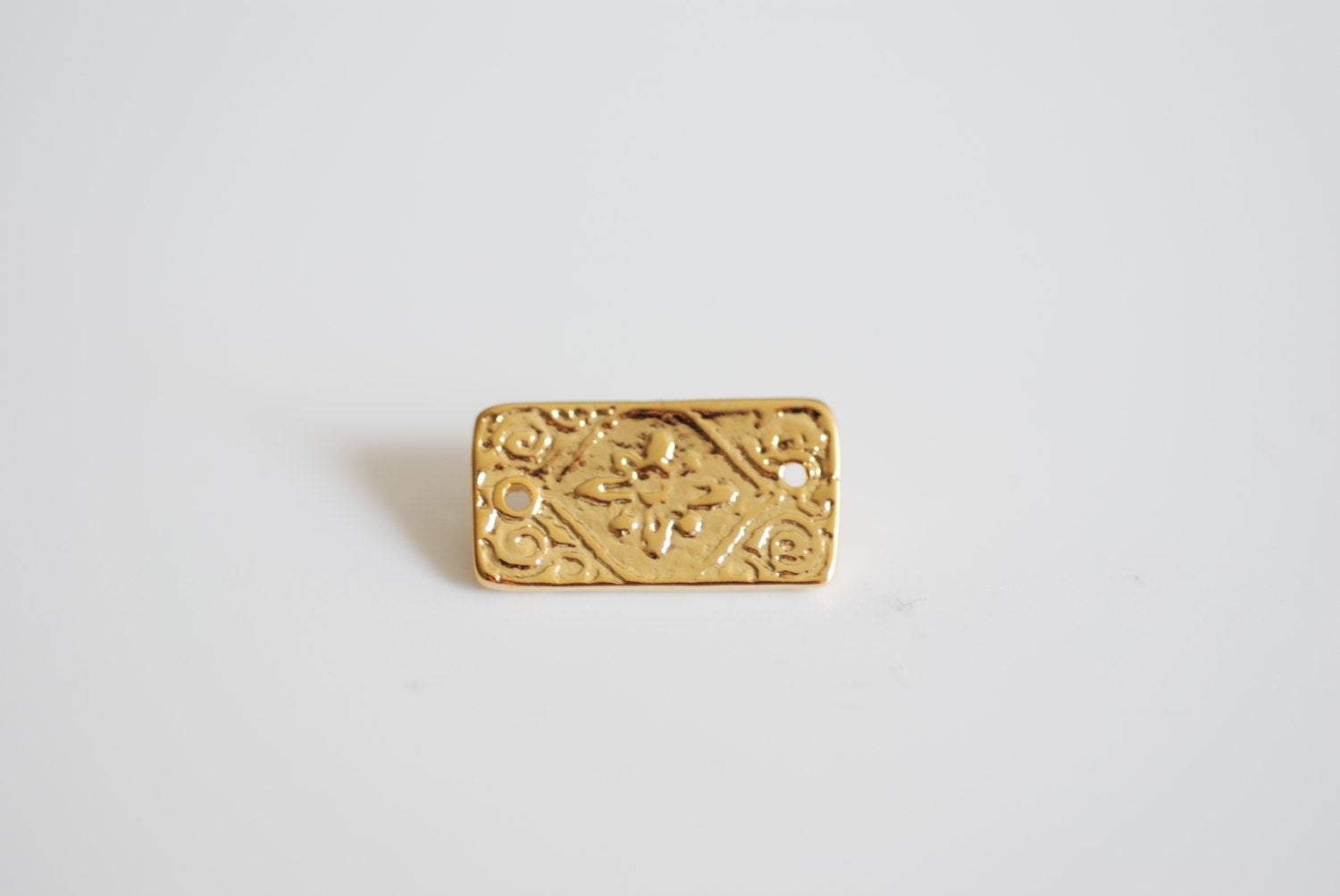 Vermeil Rectangle charm connector - 18k gold over sterling silver, rectangle connector, rectangle connector, vermeil gold flower link - HarperCrown
