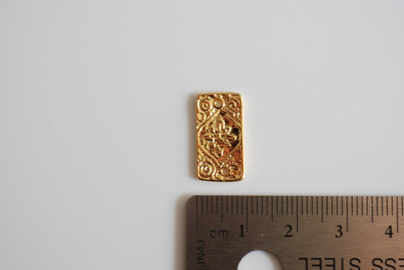 Vermeil Rectangle charm connector - 18k gold over sterling silver, rectangle connector, rectangle connector, vermeil gold flower link - HarperCrown