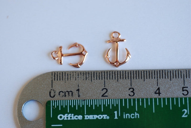 Vermeil Rose Gold Anchor Connector - 18k gold plated over sterling silver, Rose Gold Anchor Link Spacer Connector, Nautical Anchor Charm,101 - HarperCrown