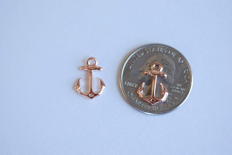 Vermeil Rose Gold Anchor Connector - 18k gold plated over sterling silver, Rose Gold Anchor Link Spacer Connector, Nautical Anchor Charm,101 - HarperCrown
