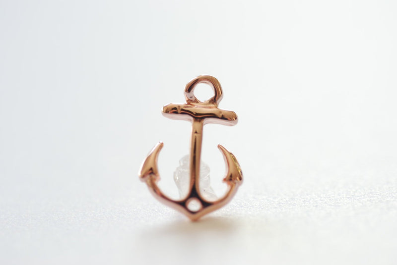Vermeil Rose Gold Anchor Connector - 18k gold plated over sterling silver, Rose Gold Anchor Link Spacer Connector, Nautical Anchor Charm,101 - HarperCrown