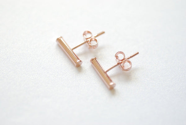 Vermeil Rose Gold Bar Earrings, Rose Gold Bar Stud Earrings, Line Earrings, Minimal Post Earrings, Ear Climbers, Stick earrings - HarperCrown