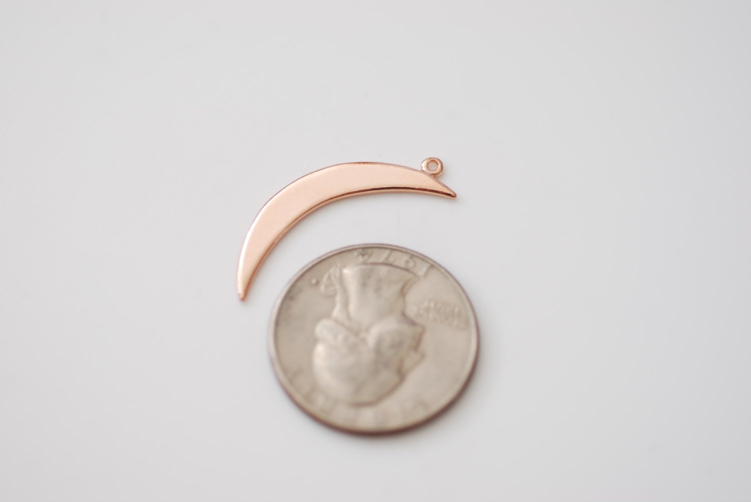 Vermeil Rose Gold Crescent Moon Charm- 18k gold plated over Sterling Silver, Gold Half moon charm pendant, Gold Tusk Charm, Gold Moon Charm - HarperCrown