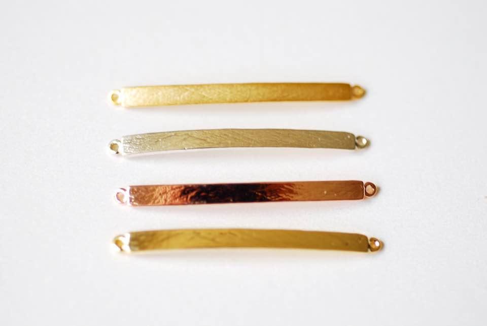 Vermeil Rose Gold Curved Bracelet Bar Connector Charm- 18k gold plated over Sterling Silver Bracelet Plate, Gold Bracelet Bar Blanks Plate - HarperCrown