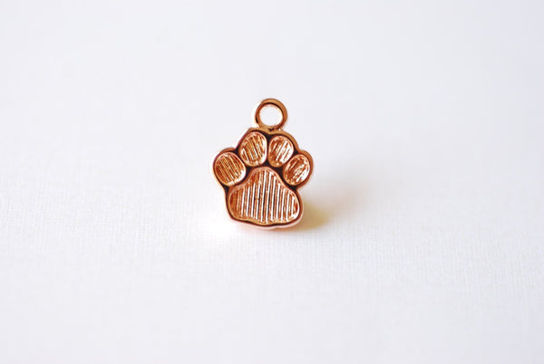 Vermeil Rose Gold Dog Paw Foot Print Charm- 18k gold plated over sterling silver dog paw, gold doggy paw charm pendant, gold dog tag, 206 - HarperCrown