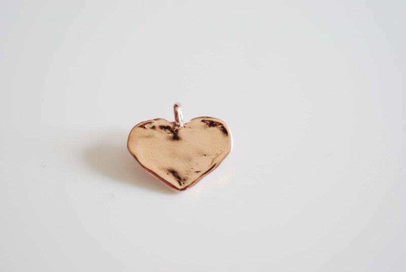 Vermeil Rose Gold Heart Charm - 18k gold plated over sterling silver flat gold heart pendant, Gold Heart Charm, Gold Heart Stamping, 87 - HarperCrown