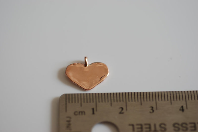 Vermeil Rose Gold Heart Charm - 18k gold plated over sterling silver flat gold heart pendant, Gold Heart Charm, Gold Heart Stamping, 87 - HarperCrown