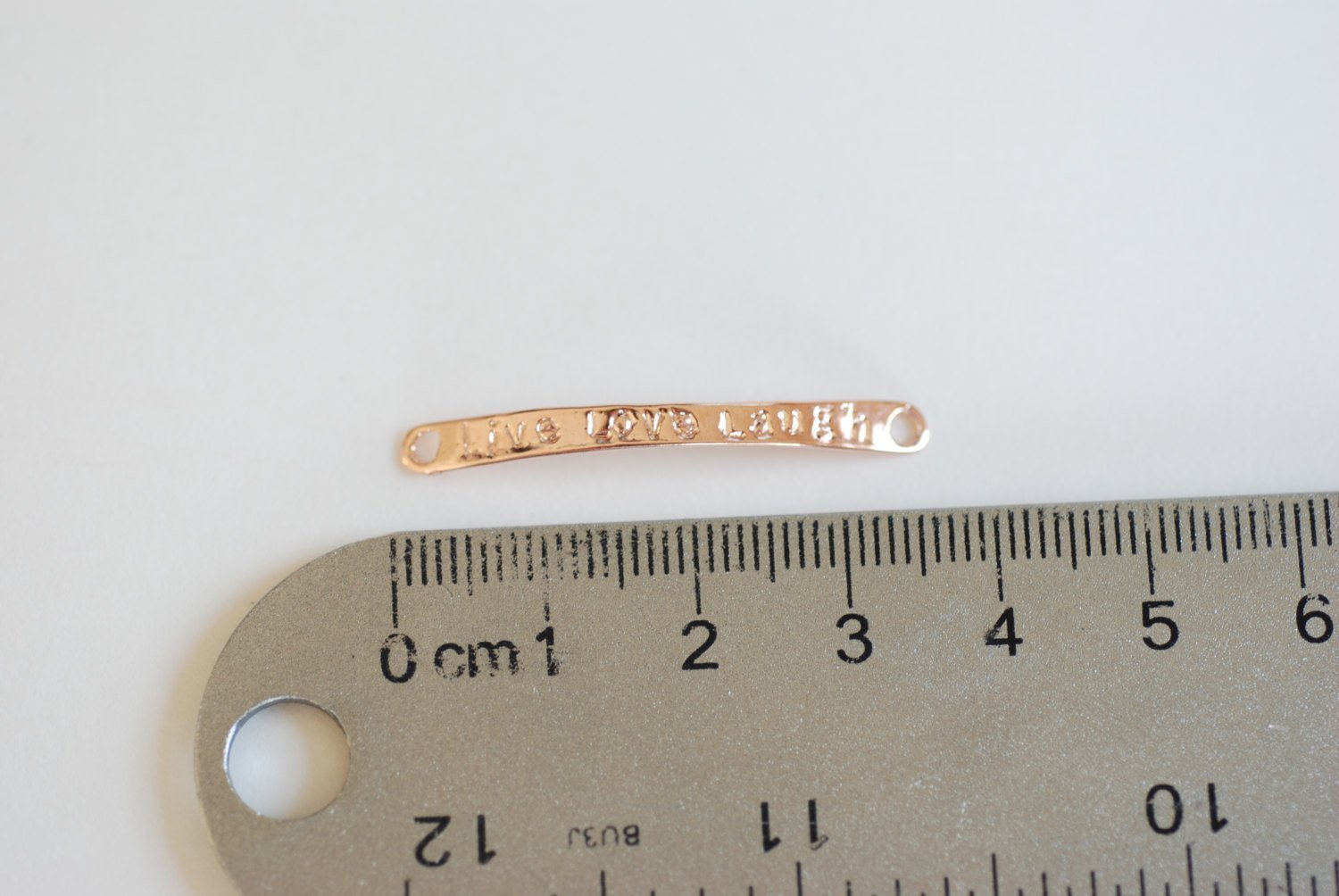 Vermeil Rose Gold Live love Laugh, 18k gold over 925 sterling silver bar "live love laugh" gold bar connector, vermeil curve bar connector - HarperCrown