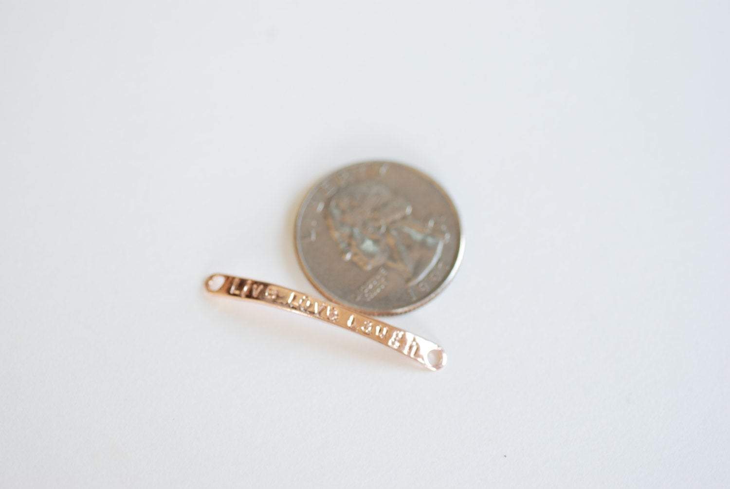 Vermeil Rose Gold Live love Laugh, 18k gold over 925 sterling silver bar "live love laugh" gold bar connector, vermeil curve bar connector - HarperCrown