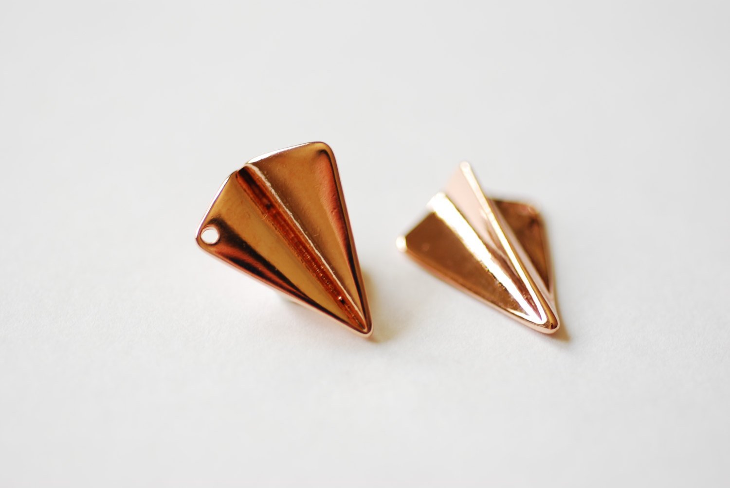 Vermeil Rose Gold Paper Airplane Charm- 18k gold plated over Sterling Silver Airplane Pendant, Airplane Charm, Airplane Pendant, Aviation - HarperCrown