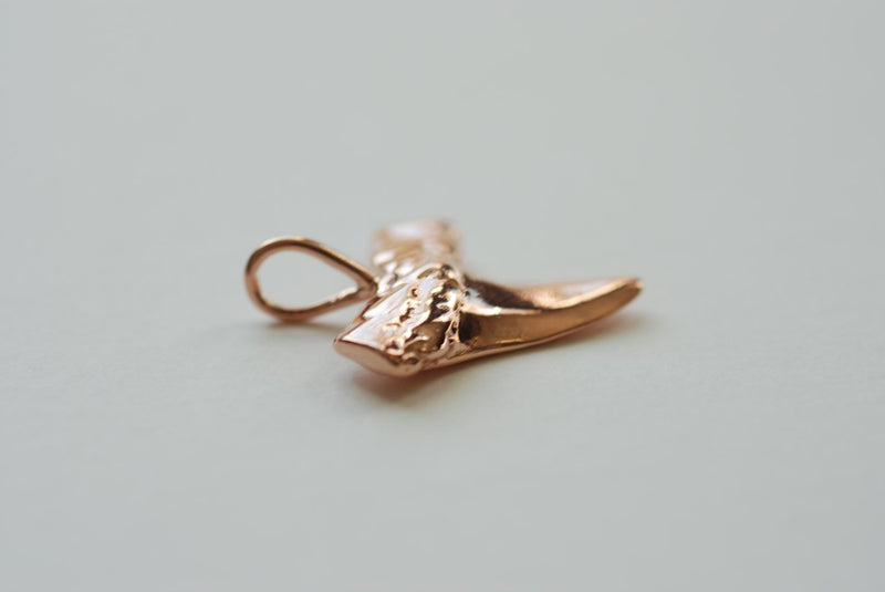 Vermeil Rose Gold Shark Tooth Pendant, Vermeil gold shark tooth charm,18kt gold plated over sterling silver, Wholesale gold plated Charms - HarperCrown