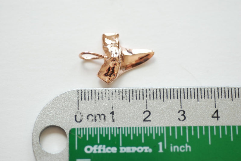 Wholesale Charms - Vermeil Rose Gold Shark Tooth Pendant, Vermeil