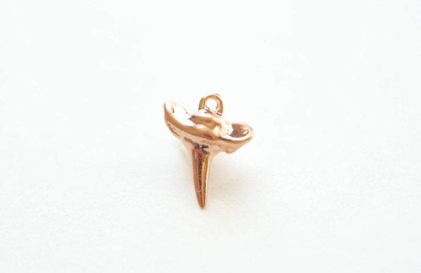 Vermeil Rose Gold Shark Tooth, Small Vermeil Shark Tooth, Glossy Rose Gold Shiny Shark Tooth Charm,18k gold over Sterling Silver Shark Tooth - HarperCrown