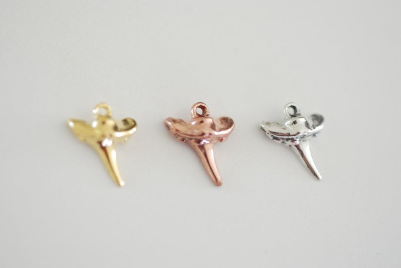 Vermeil Rose Gold Shark Tooth, Small Vermeil Shark Tooth, Glossy Rose Gold Shiny Shark Tooth Charm,18k gold over Sterling Silver Shark Tooth - HarperCrown