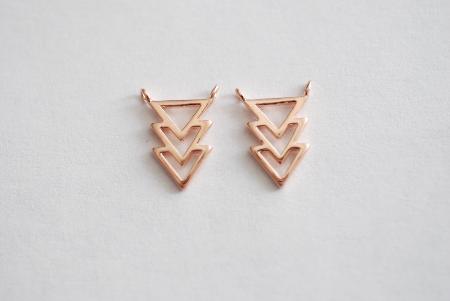 Vermeil Rose Gold Triangle Connector- 18k Gold plated over Sterling Silver Chevron Triangle Charm, Gold Arrow Charm, Rose gold Triangle, 93 - HarperCrown