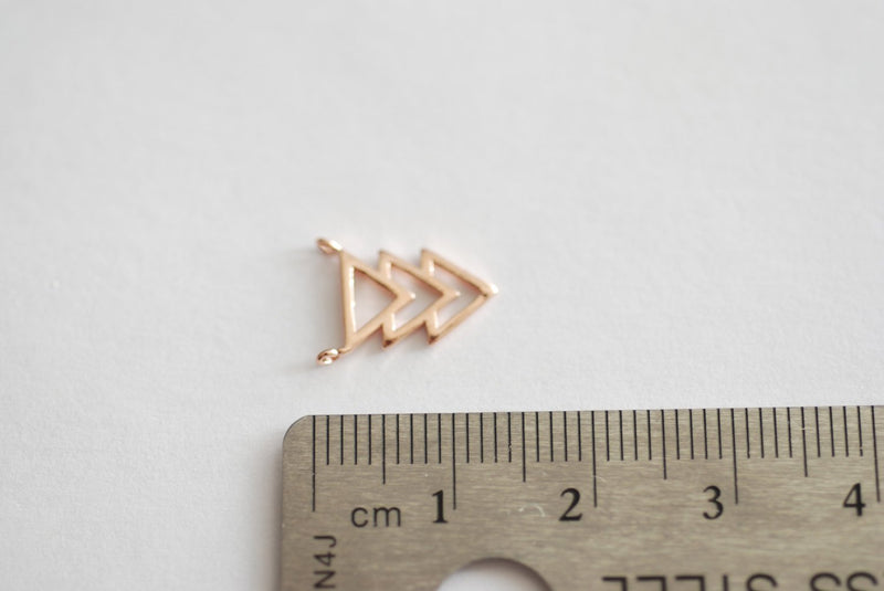 Vermeil Rose Gold Triangle Connector- 18k Gold plated over Sterling Silver Chevron Triangle Charm, Gold Arrow Charm, Rose gold Triangle, 93 - HarperCrown