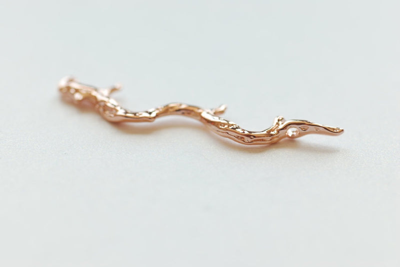 Vermeil Rose Wholesale Gold Twig Branch Connector Pendant- 18k gold over  925 sterling silver branch charm connector, tree branch link spacer