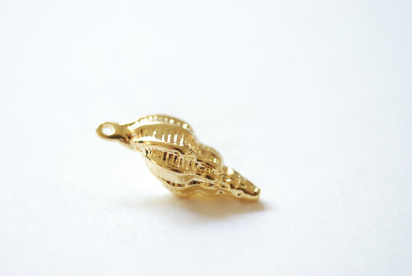 Vermeil Sea Shell Charm - 18k gold over sterling silver sea life shell charm or Pendant, Vermeil Gold Sea shell Conch Shell Charm Pendant - HarperCrown