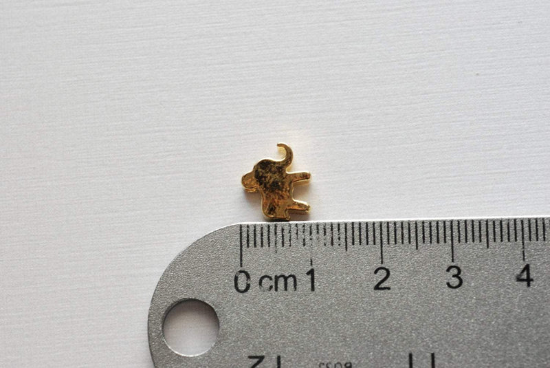 Vermeil Shiny Gold Elephant Charm- 18k gold plated over sterling silver, Elephant Pendant Charm, Vermeil Gold Elephant Bead, Beads, 100 - HarperCrown