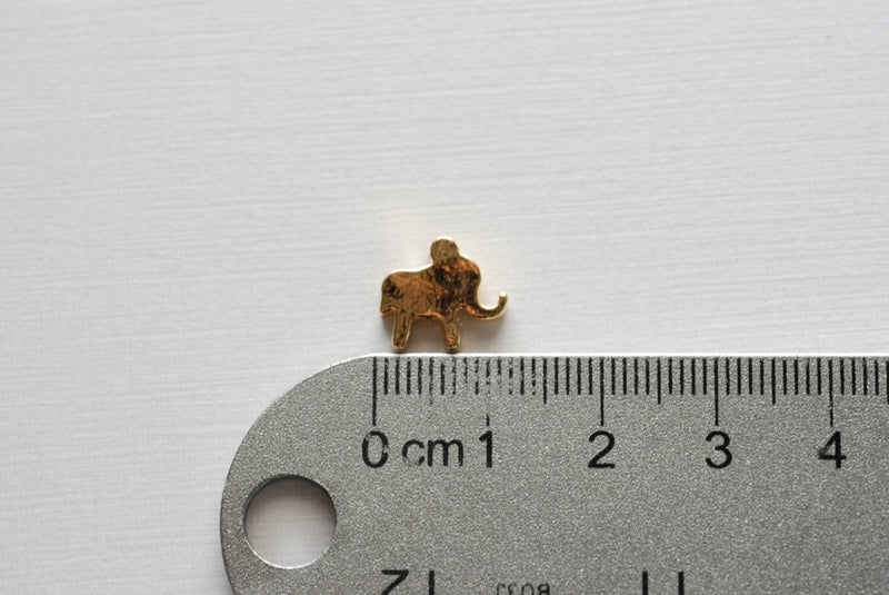 Vermeil Shiny Gold Elephant Charm- 18k gold plated over sterling silver, Elephant Pendant Charm, Vermeil Gold Elephant Bead, Beads, 100 - HarperCrown