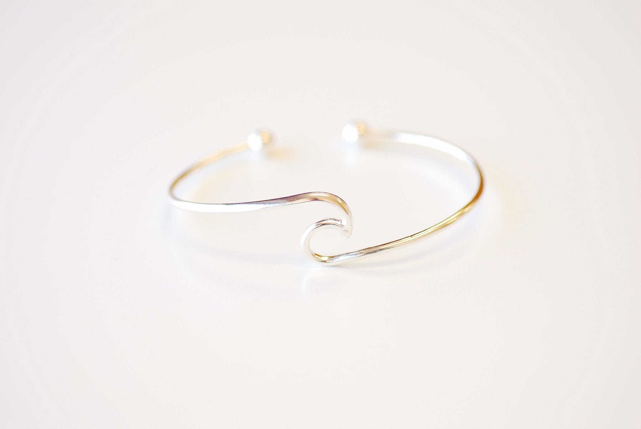 Wave Bracelet - Wave Bangle - 925 Sterling Silver or 18k Gold - Adjustable Wave Bangle- Ocean - Wave - Island Jewelry, Beach Jewelry, 517 - HarperCrown