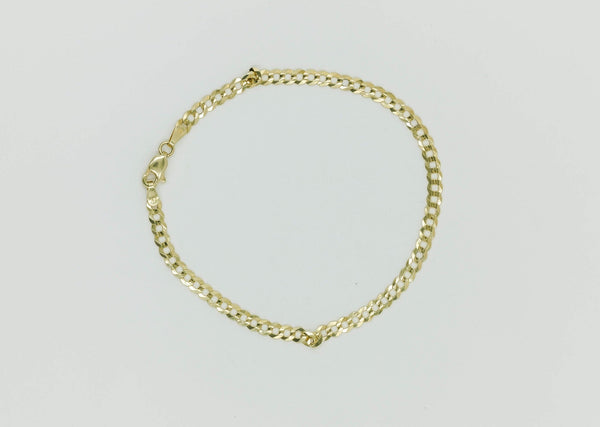 Wholesale 14K Gold Curb Faceted Cuban Link Chain Bracelet | Solid 14K Gold Finished Bracelet - HarperCrown