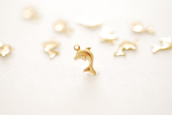 Wholesale 14k Gold Filled Dolphin Charm l Gold Filled Sea Marine Life Charms Permanent Jewelry - HarperCrown