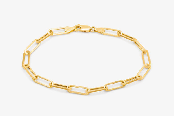 Wholesale 14K Gold Paperclip Chain Bracelet | Solid 14K Gold Finished Bracelet - HarperCrown