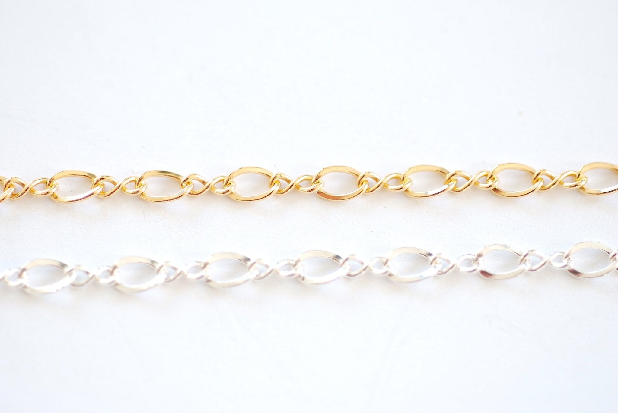 3mm x 5mm Figure Eight Chain, Gold-Filled or Sterling Silver, Twisted