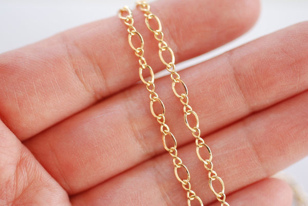 Wholesale 3mm Figure Eight 8 Gold Filled Chain l Permanent Jewlery Twisted Infinity Link Chain Unfinished chain - HarperCrown
