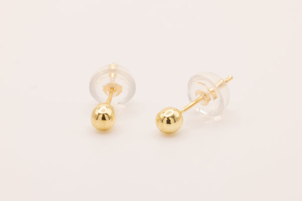 Wholesale Ball Stud Earrings 14K Yellow Gold 3mm - HarperCrown