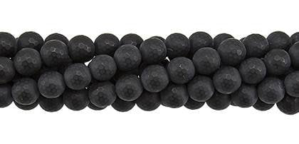 Wholesale Black Agate Bead Ball Round Shape Faceted Matt Gemstones 4-14mm - HarperCrown