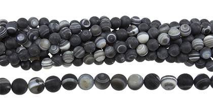 Wholesale Black Agate Bead Ball Round Shape Frosted Gemstones 10mm - HarperCrown